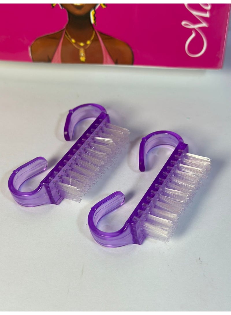 maya accessories 2Pcs Handle Grip Nail Brush Fingernail Cleaner Pedicure Scrub Foot Brushes Toes Cleaning Tool Kit may vary color - Image 1